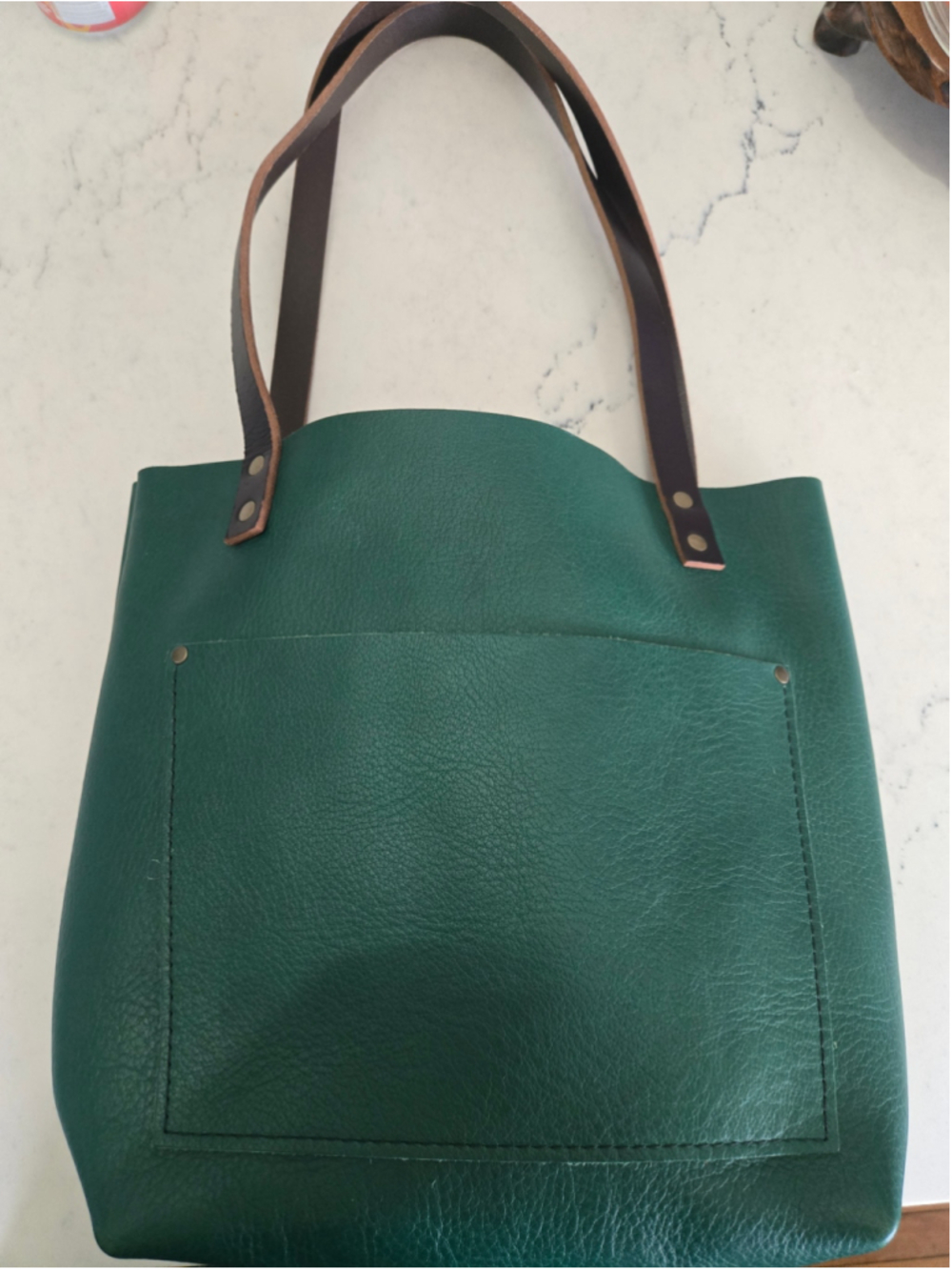 Women's Portland Leather Goods Classic Tote Bag Bacalar Green Small - Picture 8 of 11